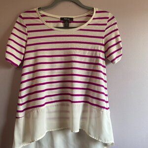 Brand: Style & Co Size: Small Petite Color: Off White and Pink Stripes Material: